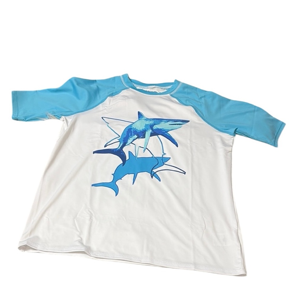 NEW In Packaging Lands End Youth Husky XL 14-16 Shark Swim Rash Guard